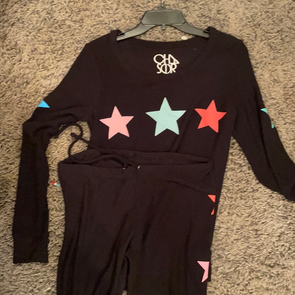 Darling Chaser Brand Black sweat suit. Stretchy cotton- very comfy.. M/S